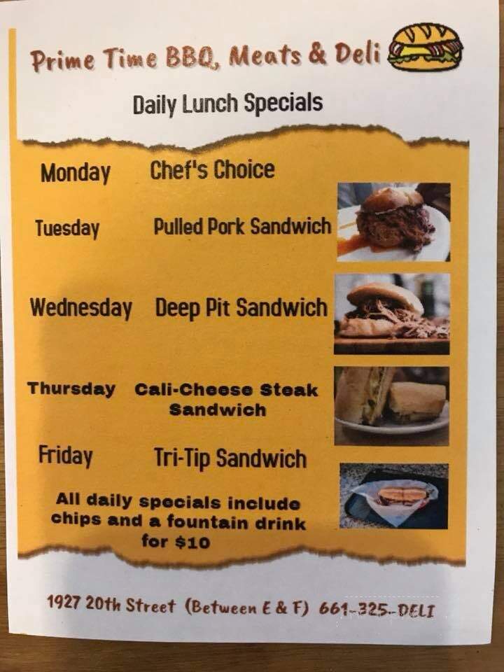 Prime Time BBQ, Meats, Deli - Bakersfield, CA menu_pic