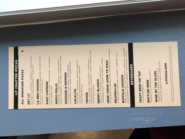 LIT Pizza - Zachary, LA menu_pic