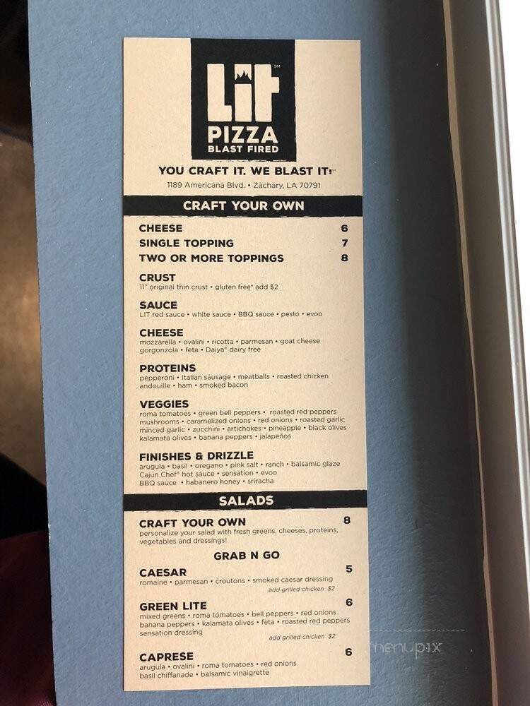 LIT Pizza - Zachary, LA menu_pic