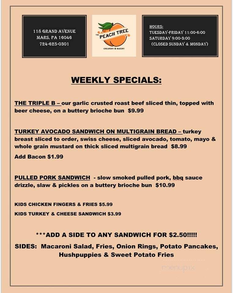 Peach Tree Creamery and Bakery - Mars, PA menu_pic