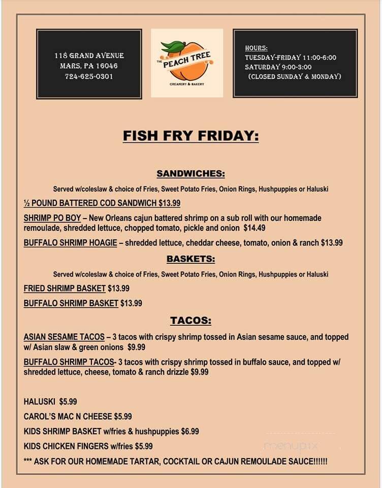 Peach Tree Creamery and Bakery - Mars, PA menu_pic