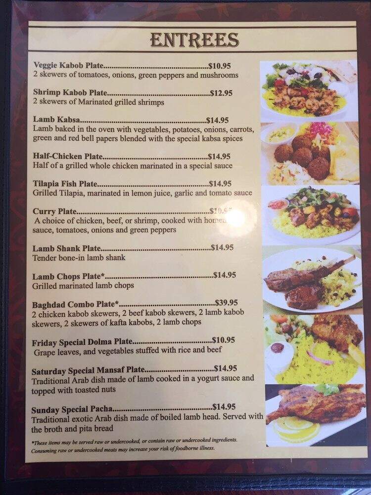 Baghdad Restaurant - Denver, CO menu_pic