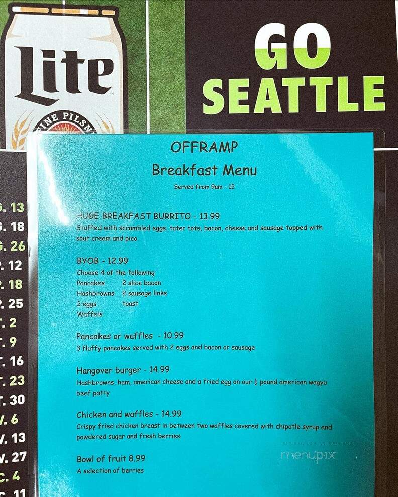 The Offramp Sports Bar & Grill - Vancouver, WA menu_pic