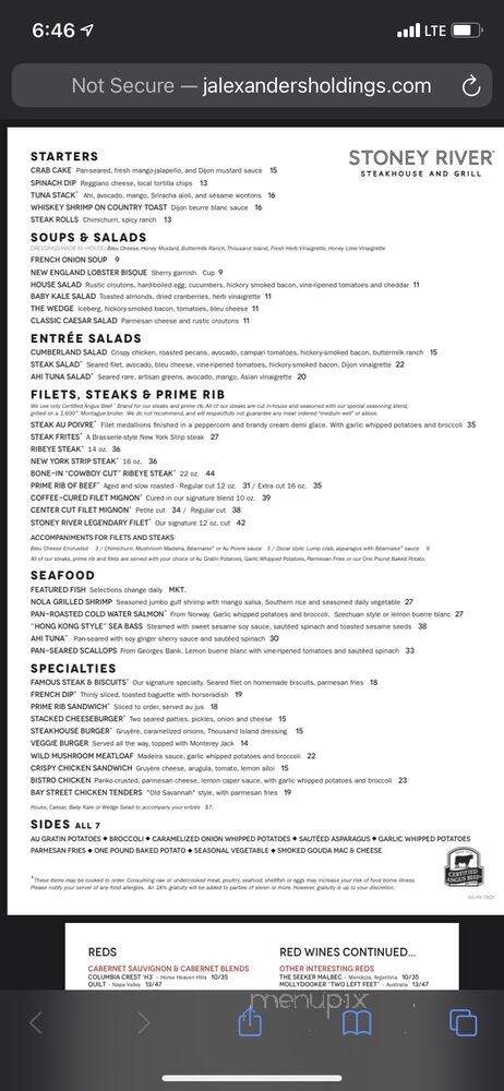 Stoney River Steakhouse And Grill - Troy, MI menu_pic