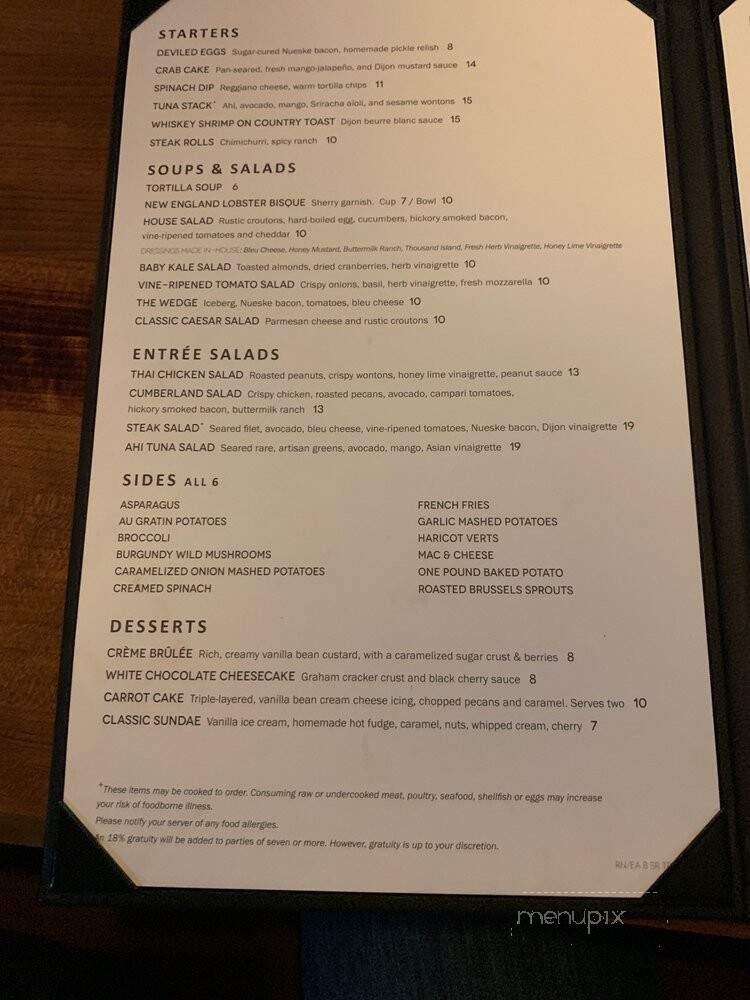 Stoney River Steakhouse And Grill - Troy, MI menu_pic