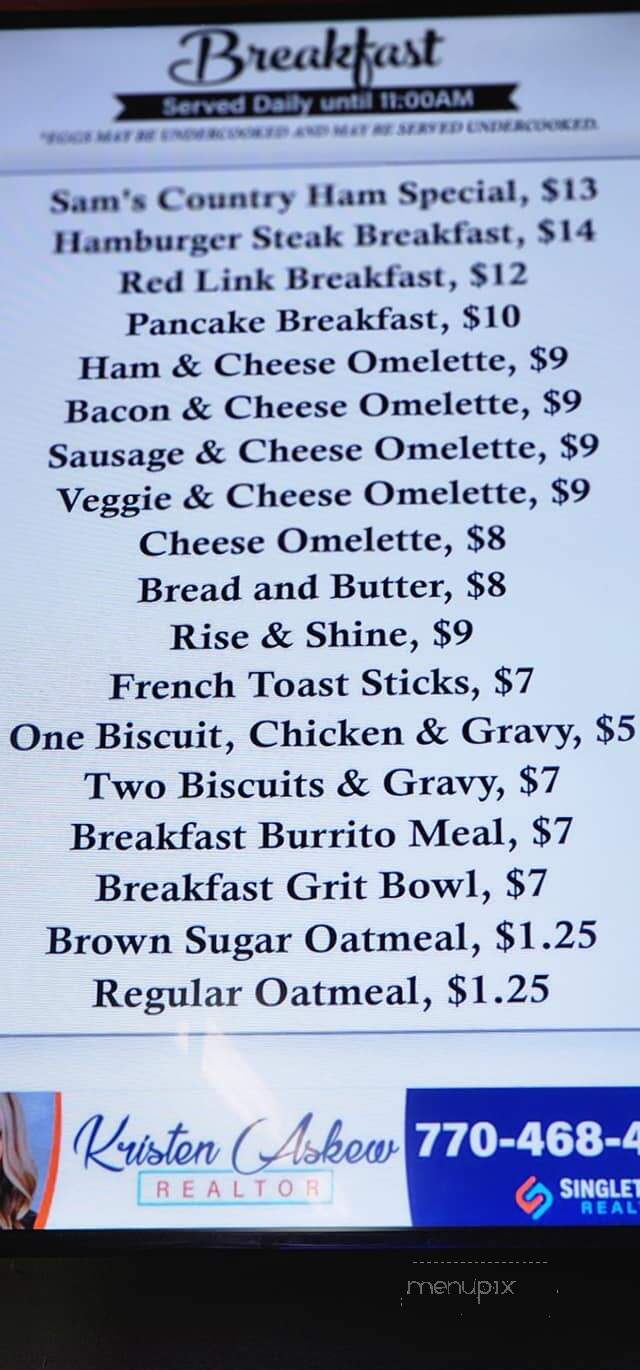 Milner Place Downtown Eatery - Milner, GA menu_pic