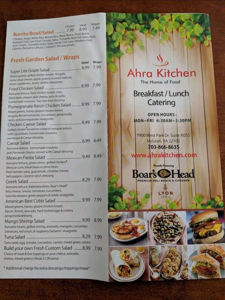 Ahra Kitchen - McLean, VA menu_pic
