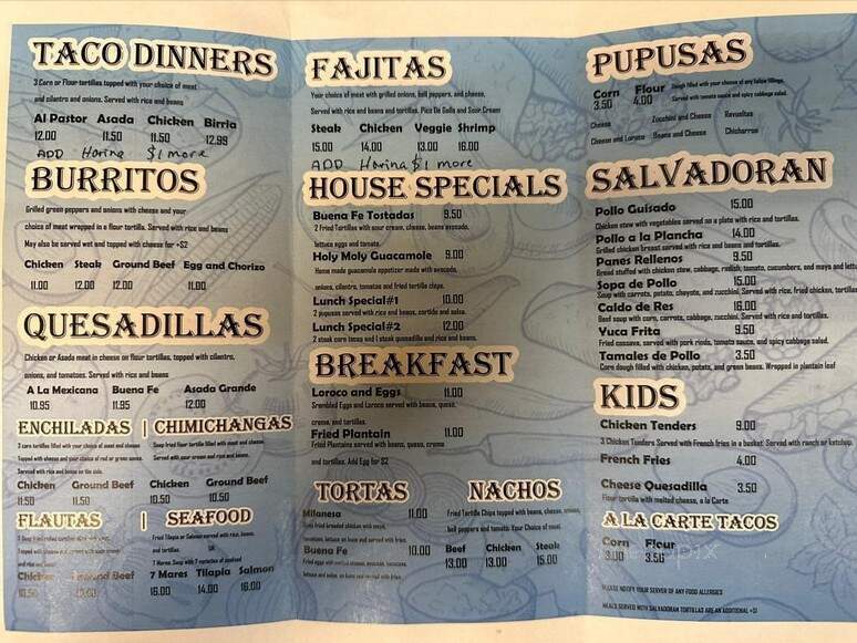 Buena Fe Restaurant - Oak Park, MI menu_pic