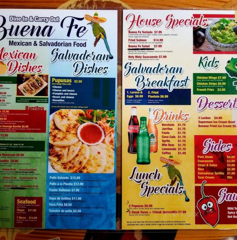 Buena Fe Restaurant - Oak Park, MI menu_pic