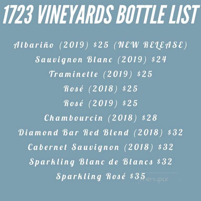 1723 Vineyards - Landenberg, PA menu_pic