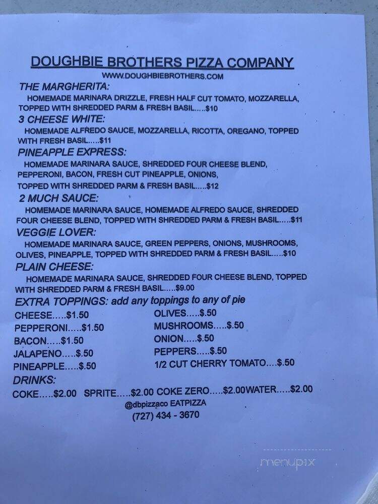 Doughbie Brothers Pizza - New Port Richey, FL menu_pic