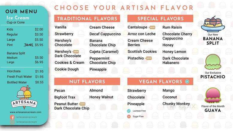 Artesana Ice Cream - Marion, NC menu_pic