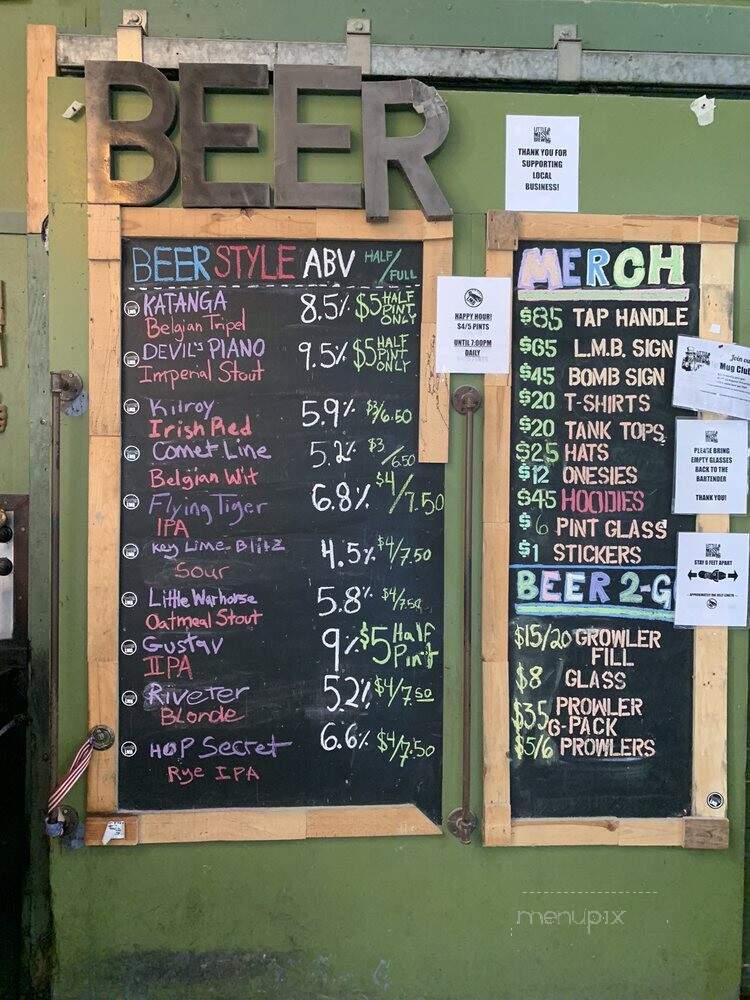 Little Miss Brewing - San Diego, CA menu_pic