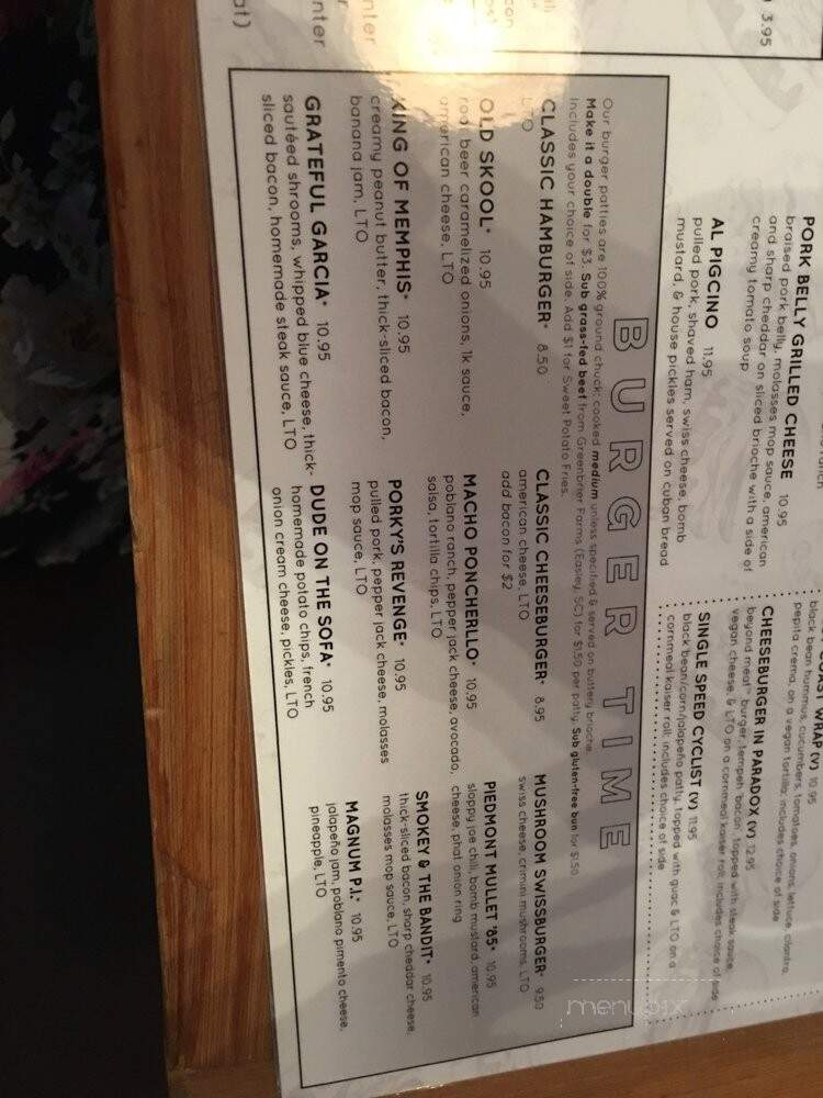 LTO Burger Bar - Greenville, SC menu_pic