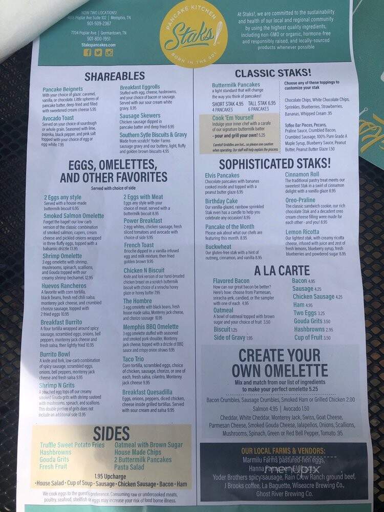 Staks Pancake Kitchen - Germantown, TN menu_pic