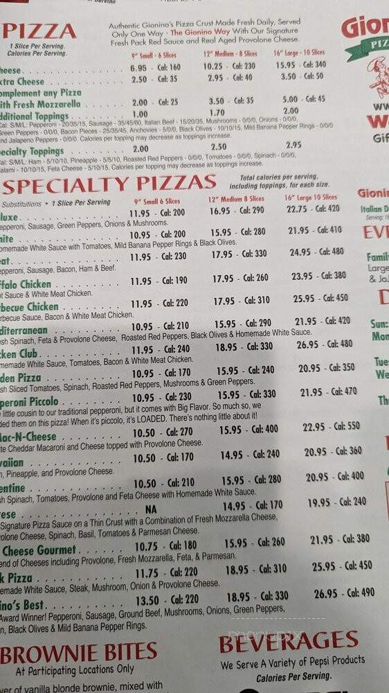 Gionino's Pizzeria - Pickerington, OH