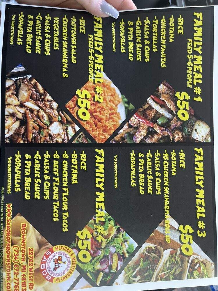 Sabor Mexican & Mediterranean - Brownstown Charter Township, MI menu_pic