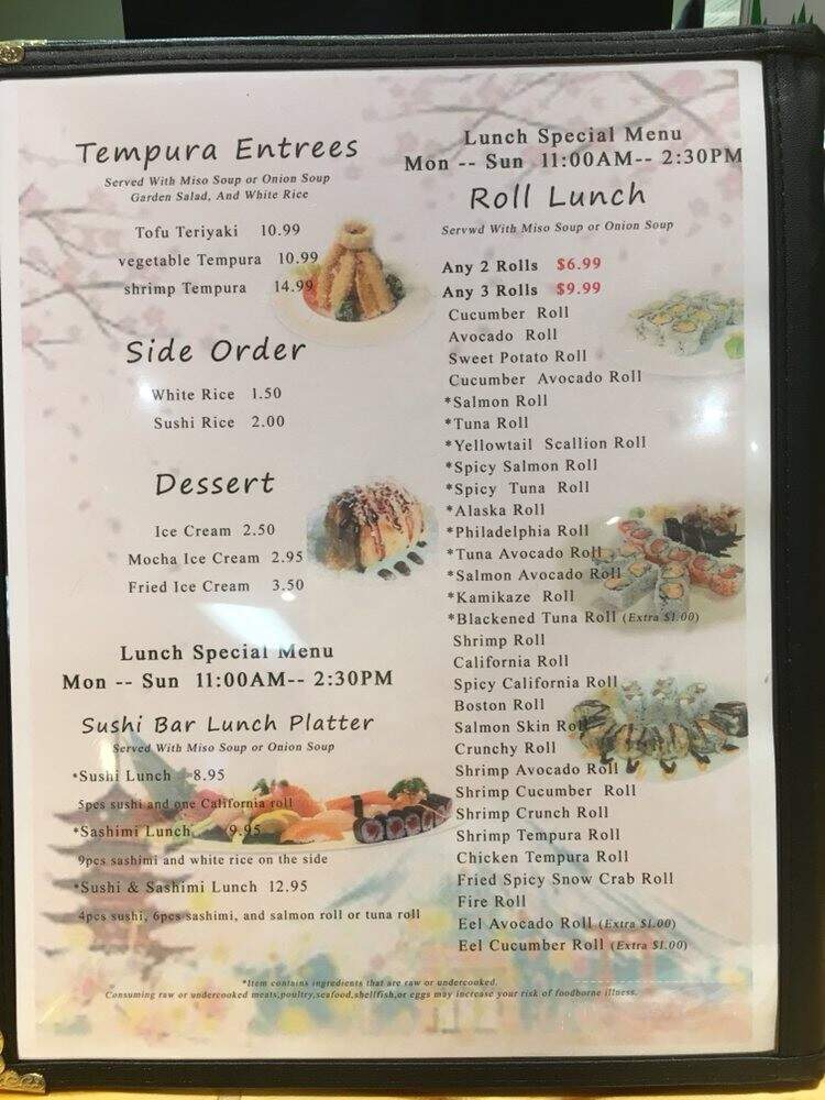 Hayashi Sushi - Murrells Inlet, SC menu_pic