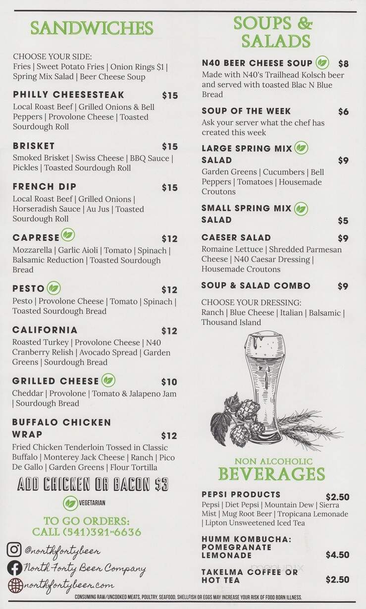 North Forty Beer - Roseburg, OR menu_pic