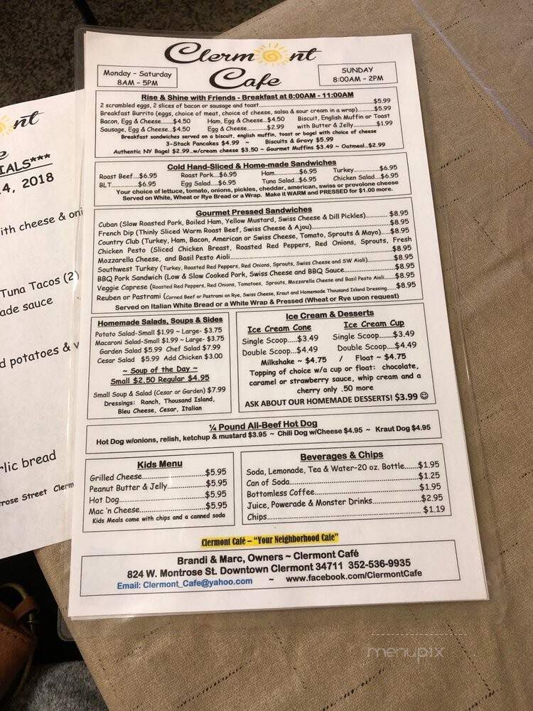 Clermont Cafe - Clermont, FL menu_pic
