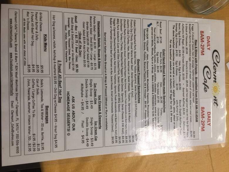 Clermont Cafe - Clermont, FL menu_pic