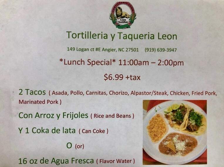 Tortilleria Y Taqueria Leon - Angier, NC