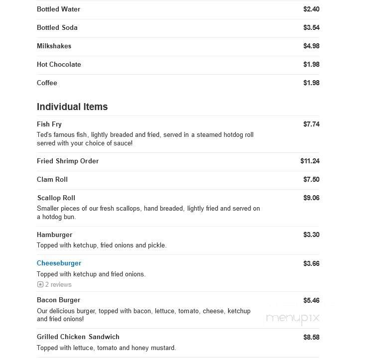 Ted's Fish Fry - Clifton Park, NY menu_pic