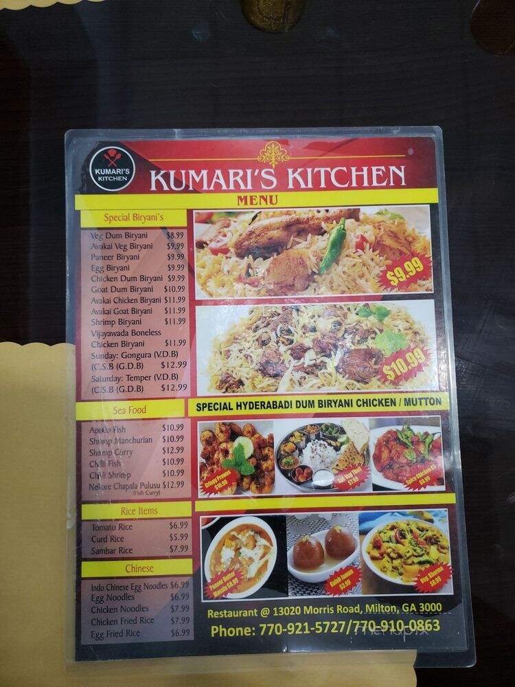 Kumari kitchen - Alpharetta, GA menu_pic