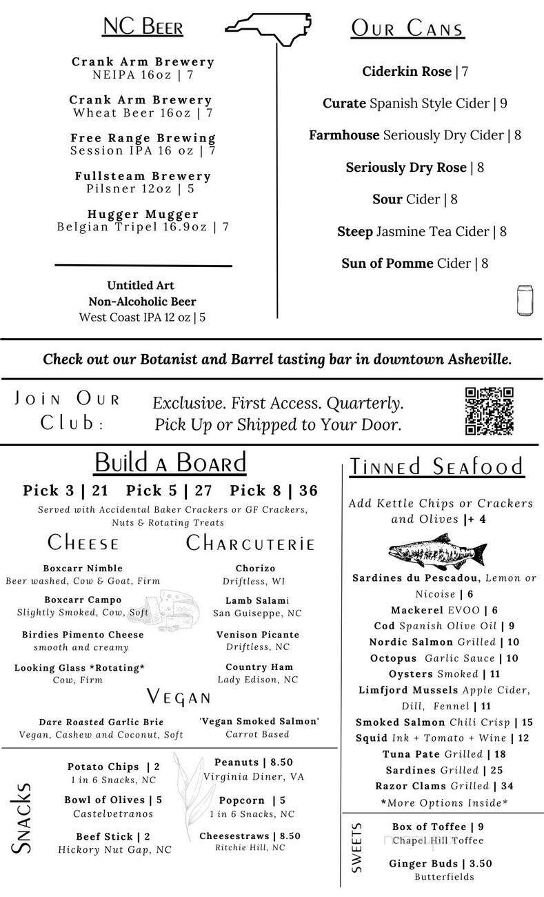 Botanist and Barrel - Cedar Grove, NC menu_pic