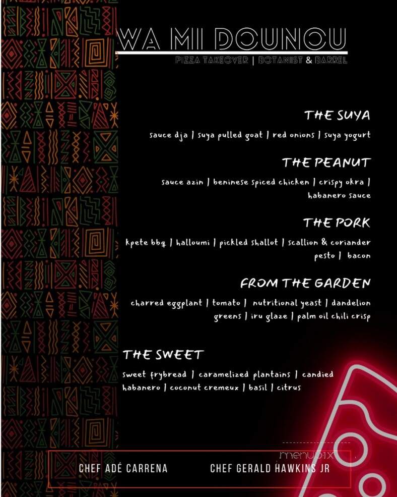 Botanist and Barrel - Cedar Grove, NC menu_pic
