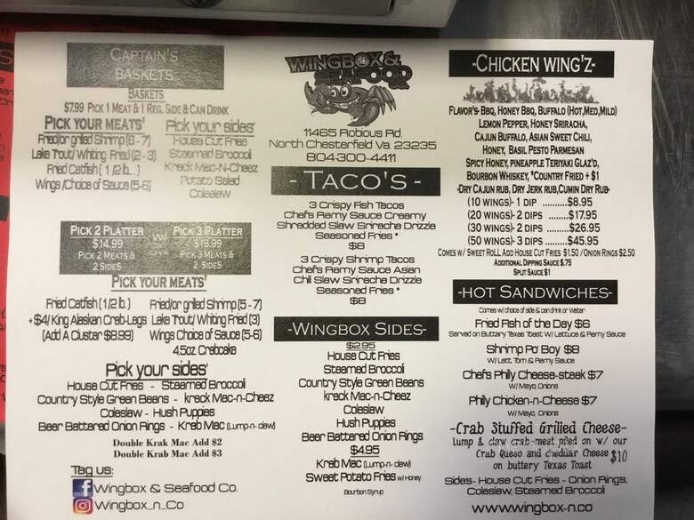 Wingbox & Seafood - Bon Air, VA menu_pic