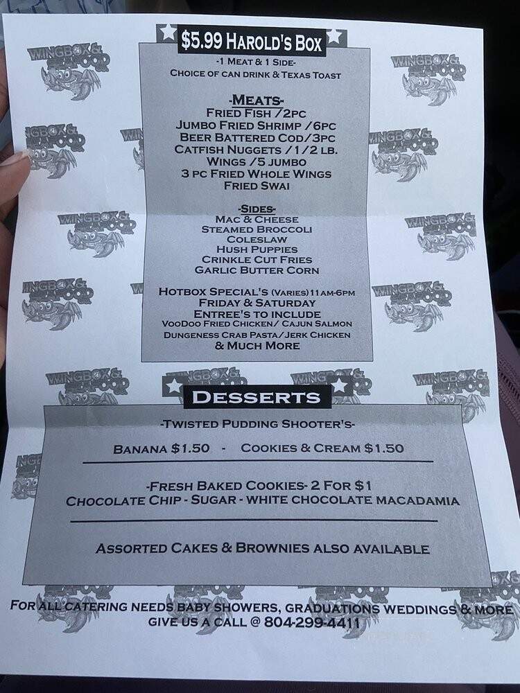 Wingbox & Seafood - Bon Air, VA menu_pic