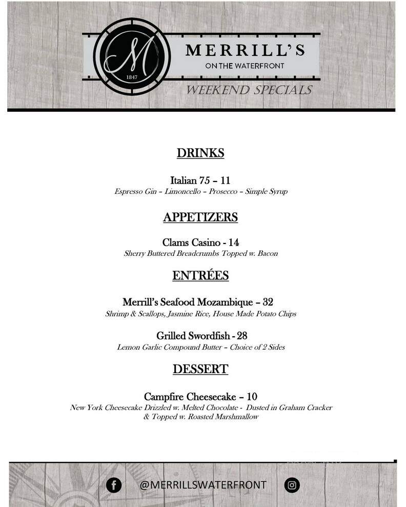 Merrill's on the Waterfront - New Bedford, MA menu_pic