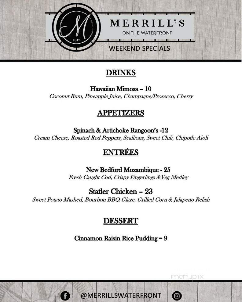Merrill's on the Waterfront - New Bedford, MA menu_pic