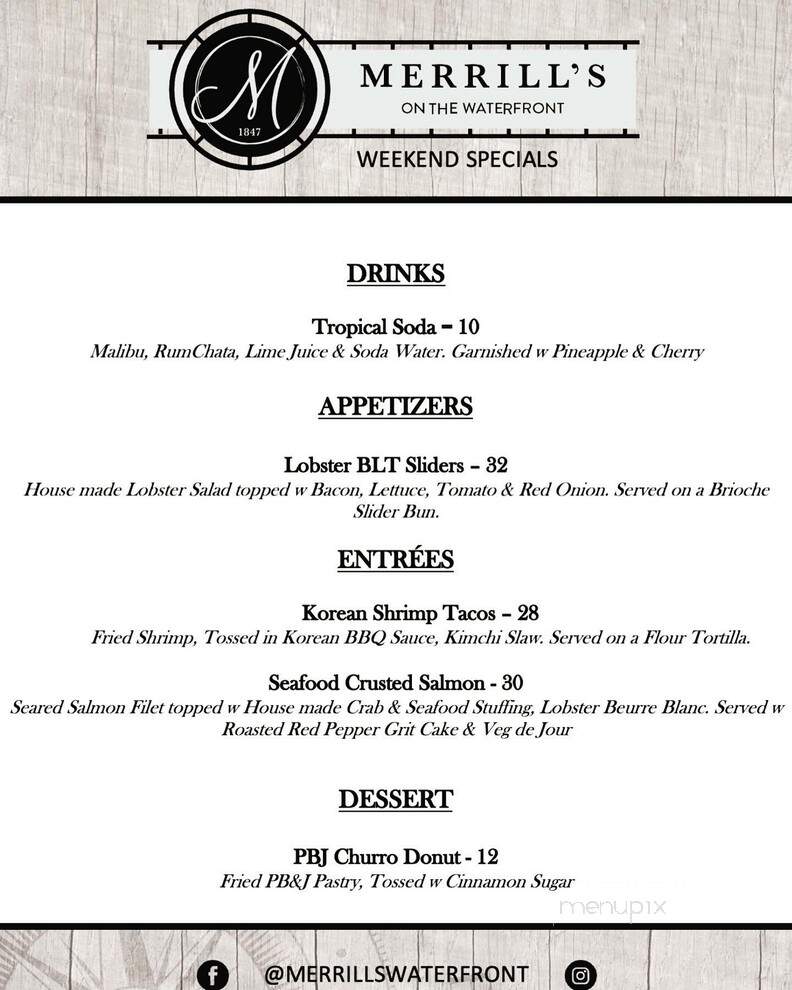 Merrill's on the Waterfront - New Bedford, MA menu_pic