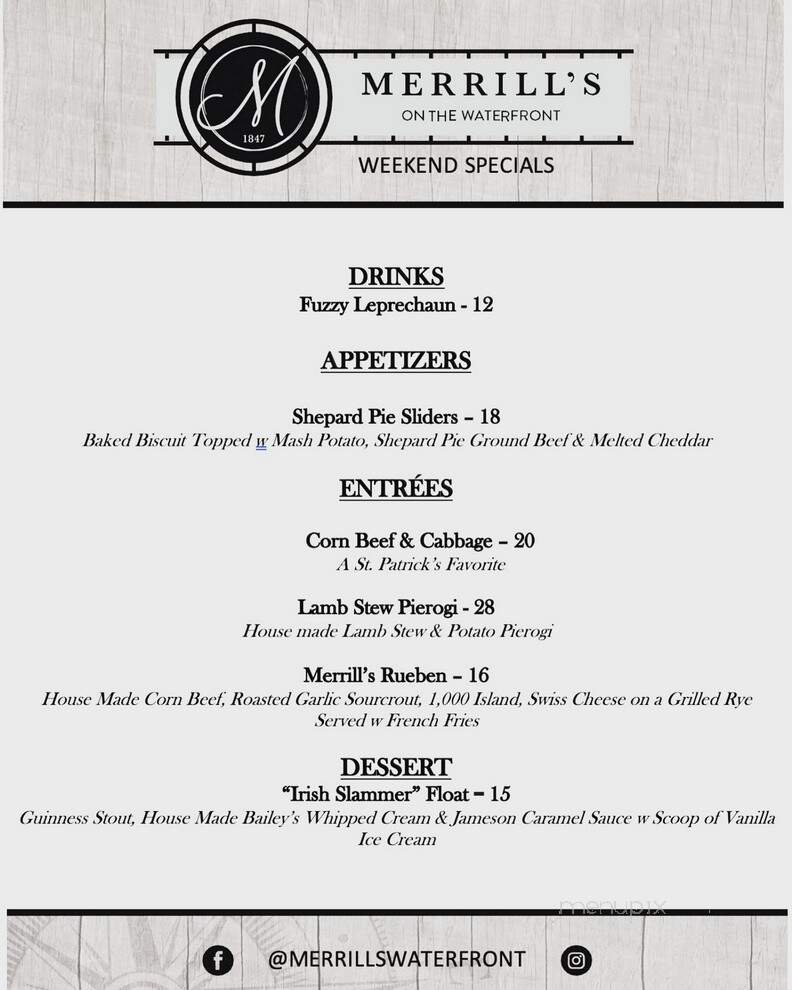 Merrill's on the Waterfront - New Bedford, MA menu_pic