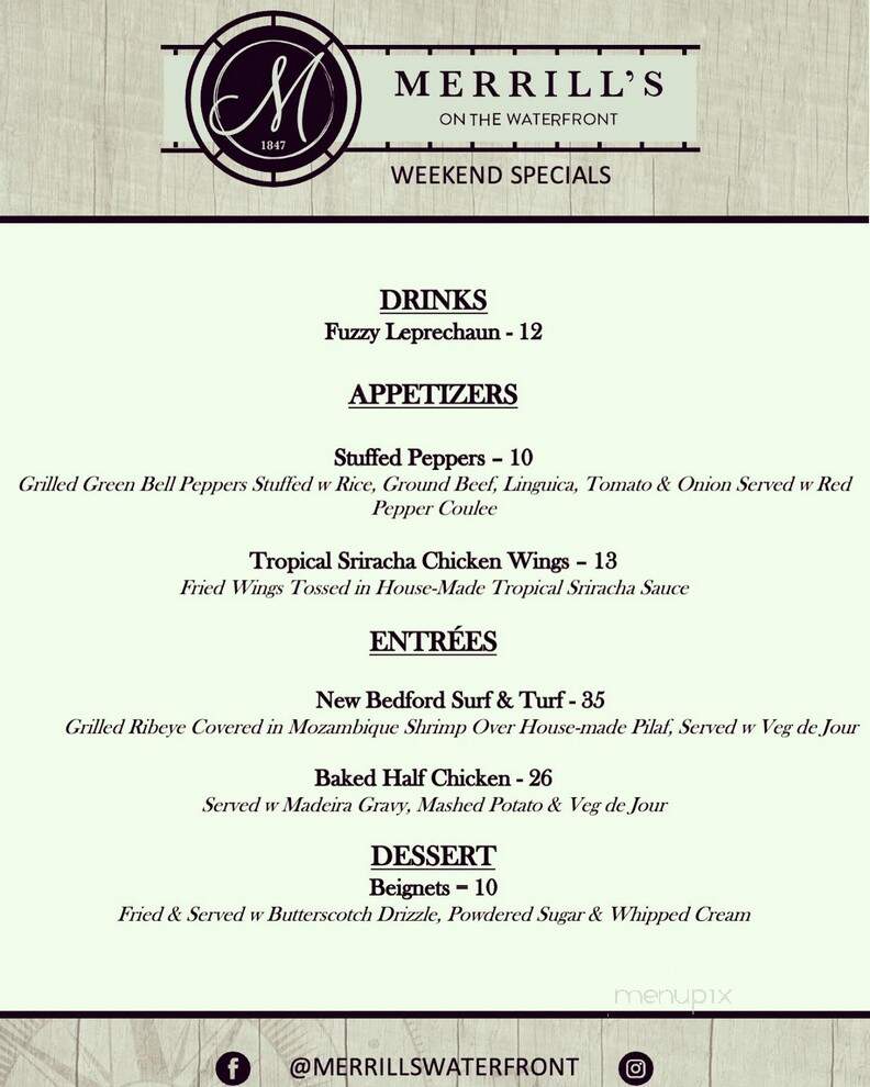 Merrill's on the Waterfront - New Bedford, MA menu_pic