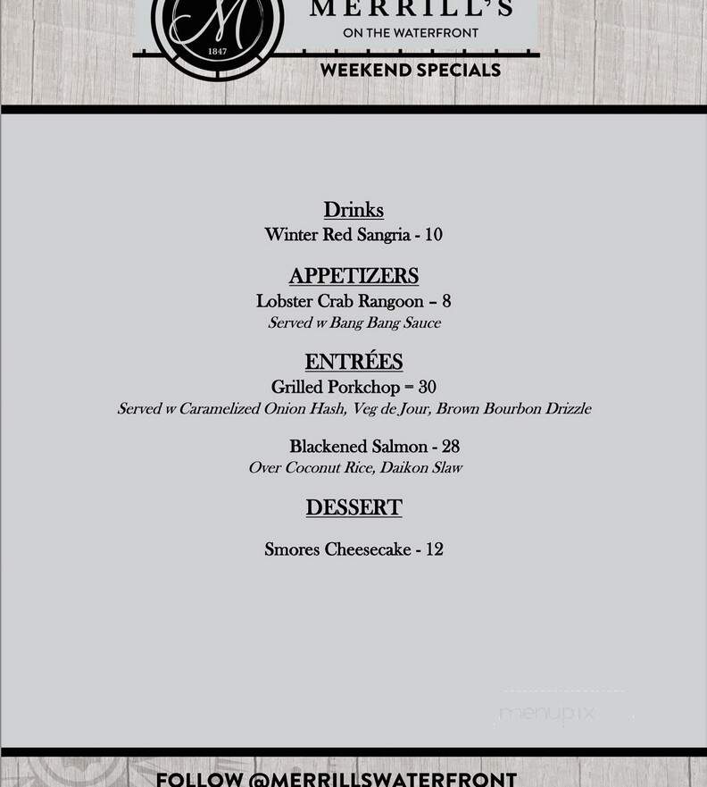 Merrill's on the Waterfront - New Bedford, MA menu_pic