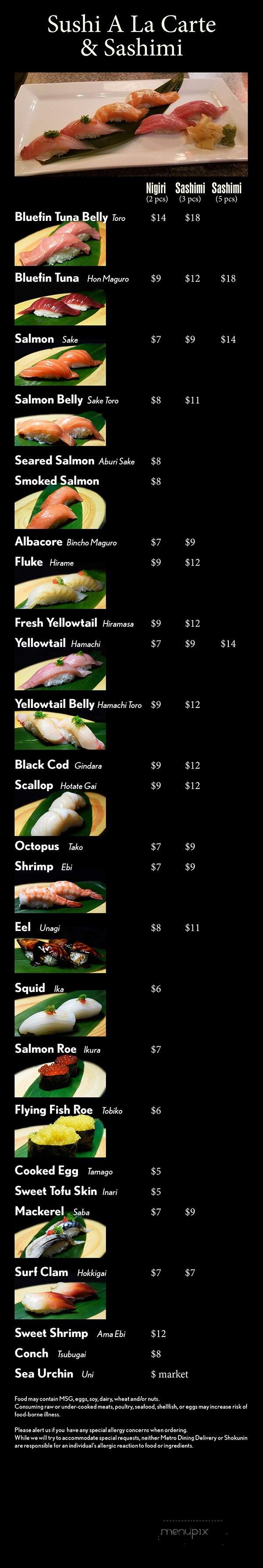 Shokunin Sushi - Lincoln, NE menu_pic