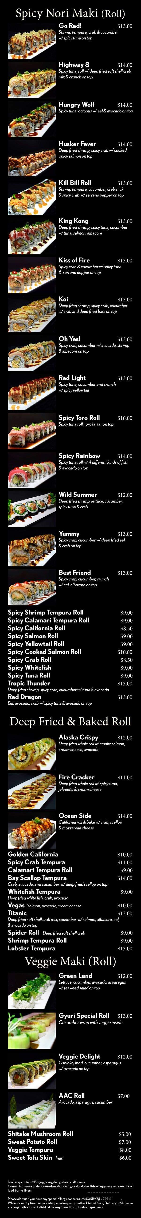 Shokunin Sushi - Lincoln, NE menu_pic