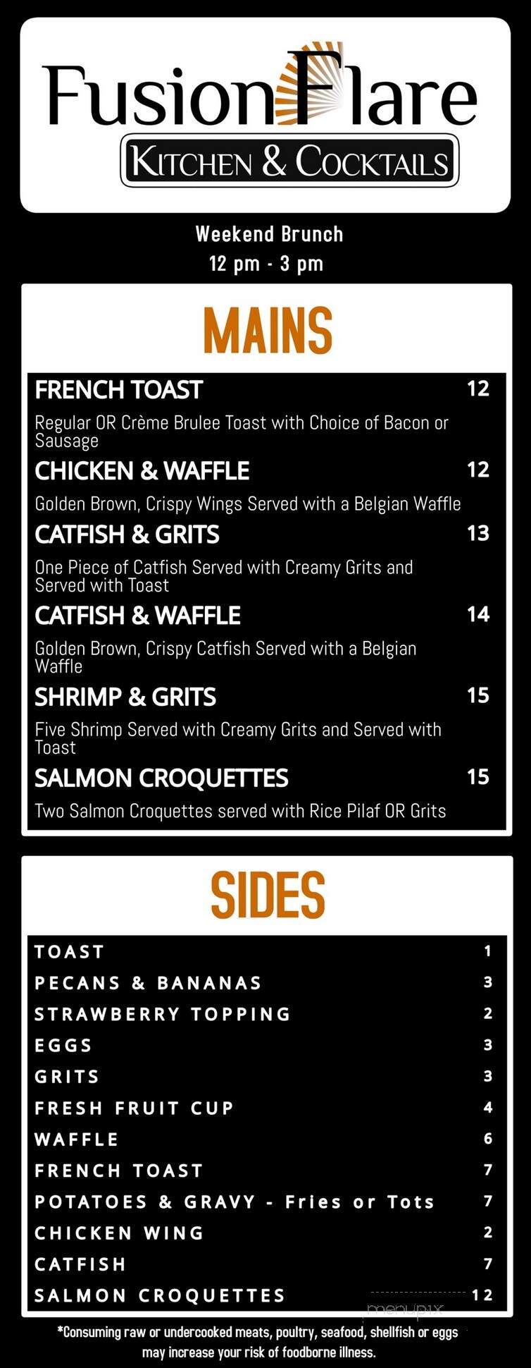 Fusion Flare Kitchen & Cocktails - Detroit, MI menu_pic