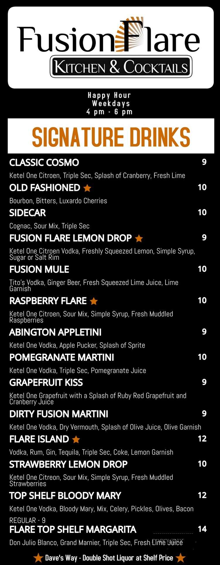 Fusion Flare Kitchen & Cocktails - Detroit, MI menu_pic