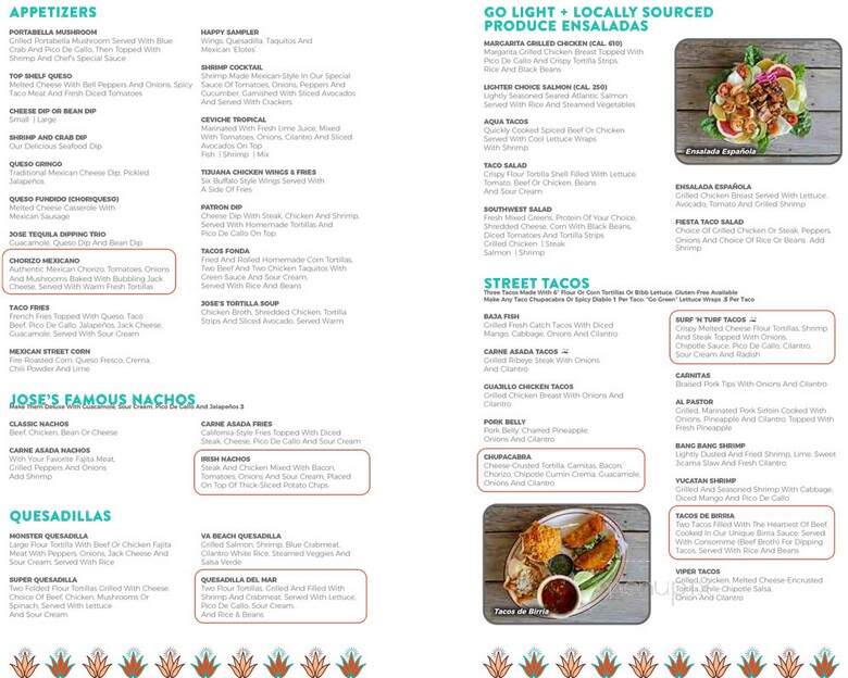 Jose Tequila's - Owings Mills, MD menu_pic