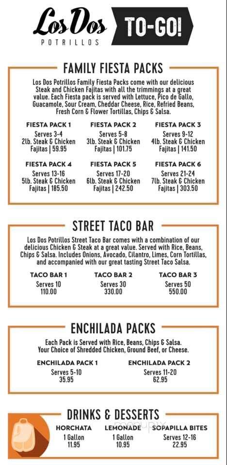 Los Dos Potrillos - Parker, CO menu_pic