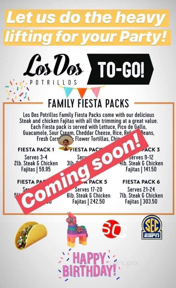 Los Dos Potrillos - Parker, CO menu_pic