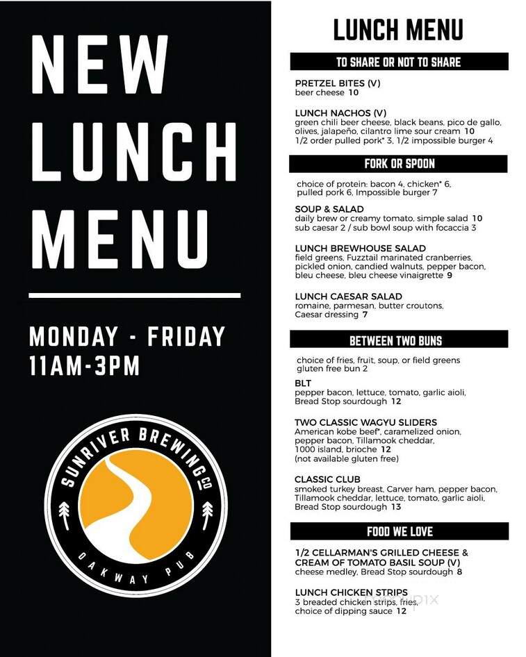 Sunriver Brewing -Oakway Pub - Eugene, OR menu_pic