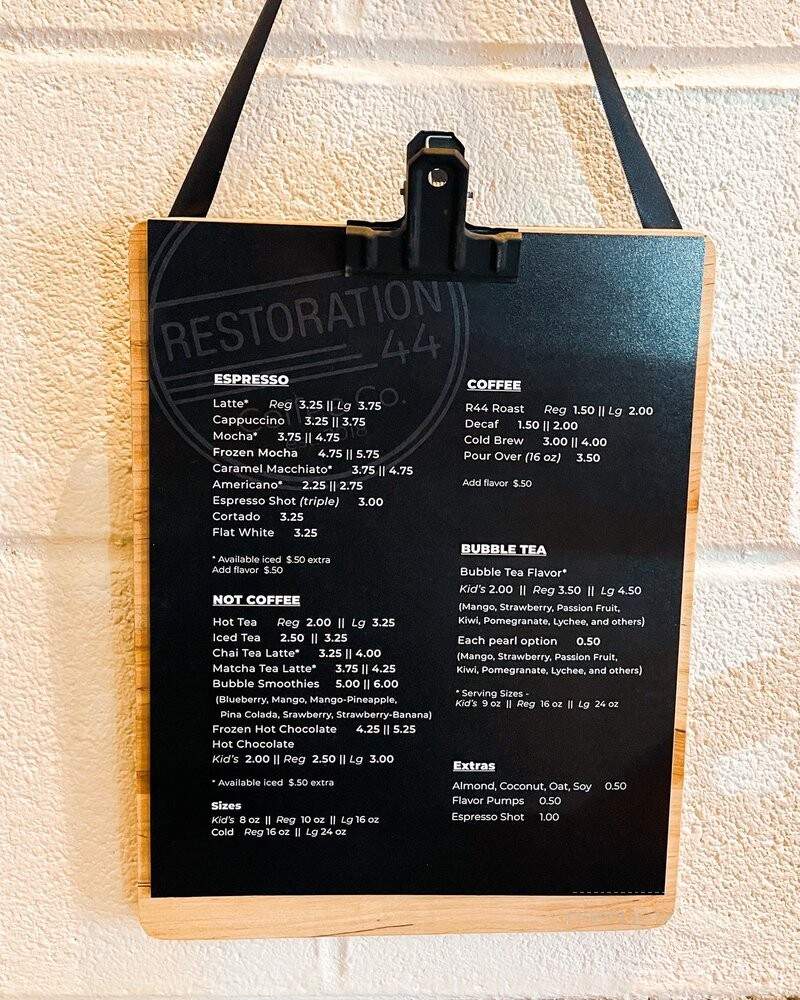 Restoration 44 Coffee - Mantua, OH menu_pic
