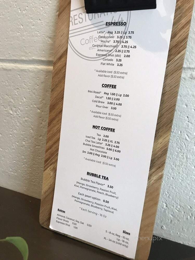 Restoration 44 Coffee - Mantua, OH menu_pic