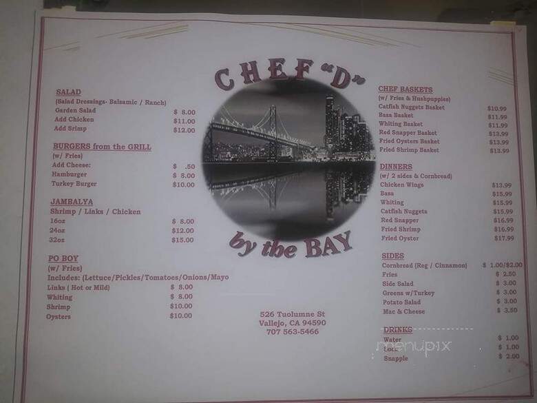 Chef D By The Bay - Vallejo, CA menu_pic