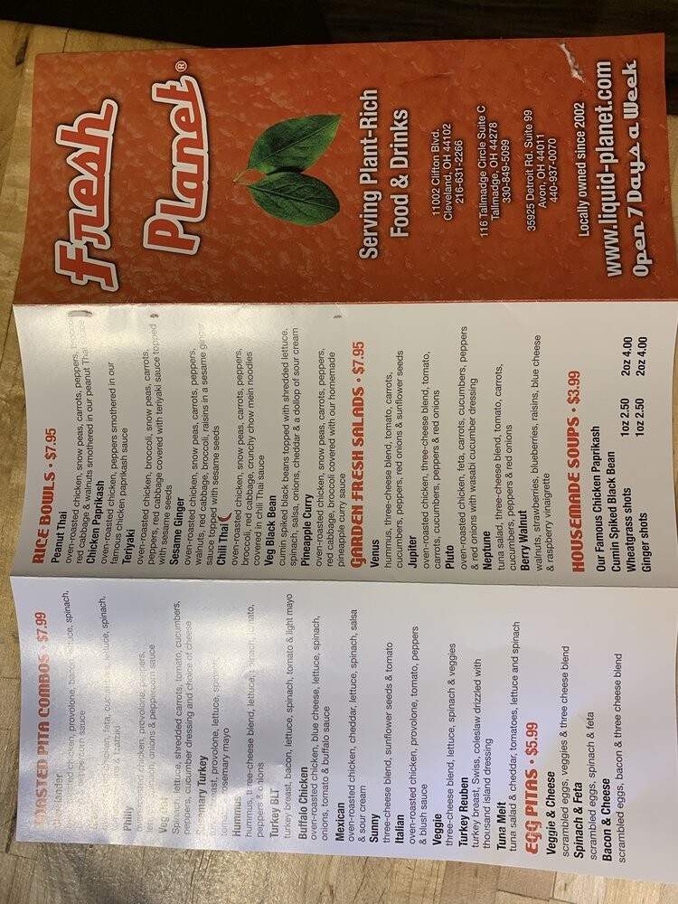 Fresh Planet - Tallmadge, OH menu_pic